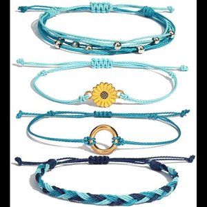 Cool Sky Blue Sunflower String Bracelets